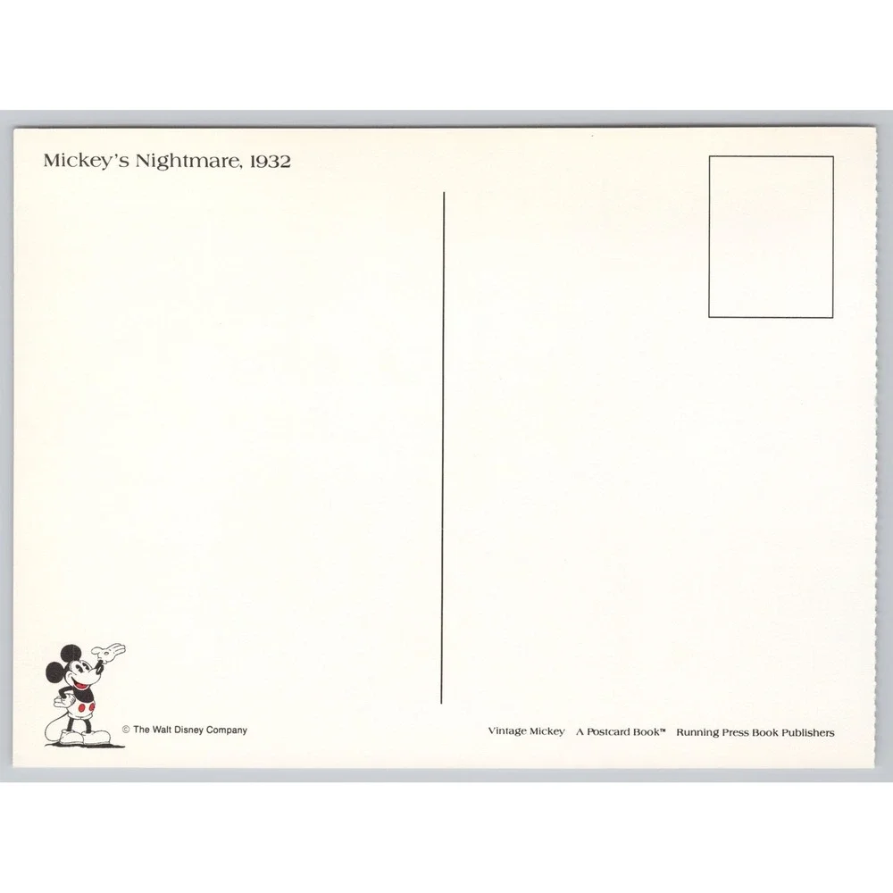 Vintage Walt Disney Mickey Mouse Nightmare 1932 Postcard Running Press 1991 A7